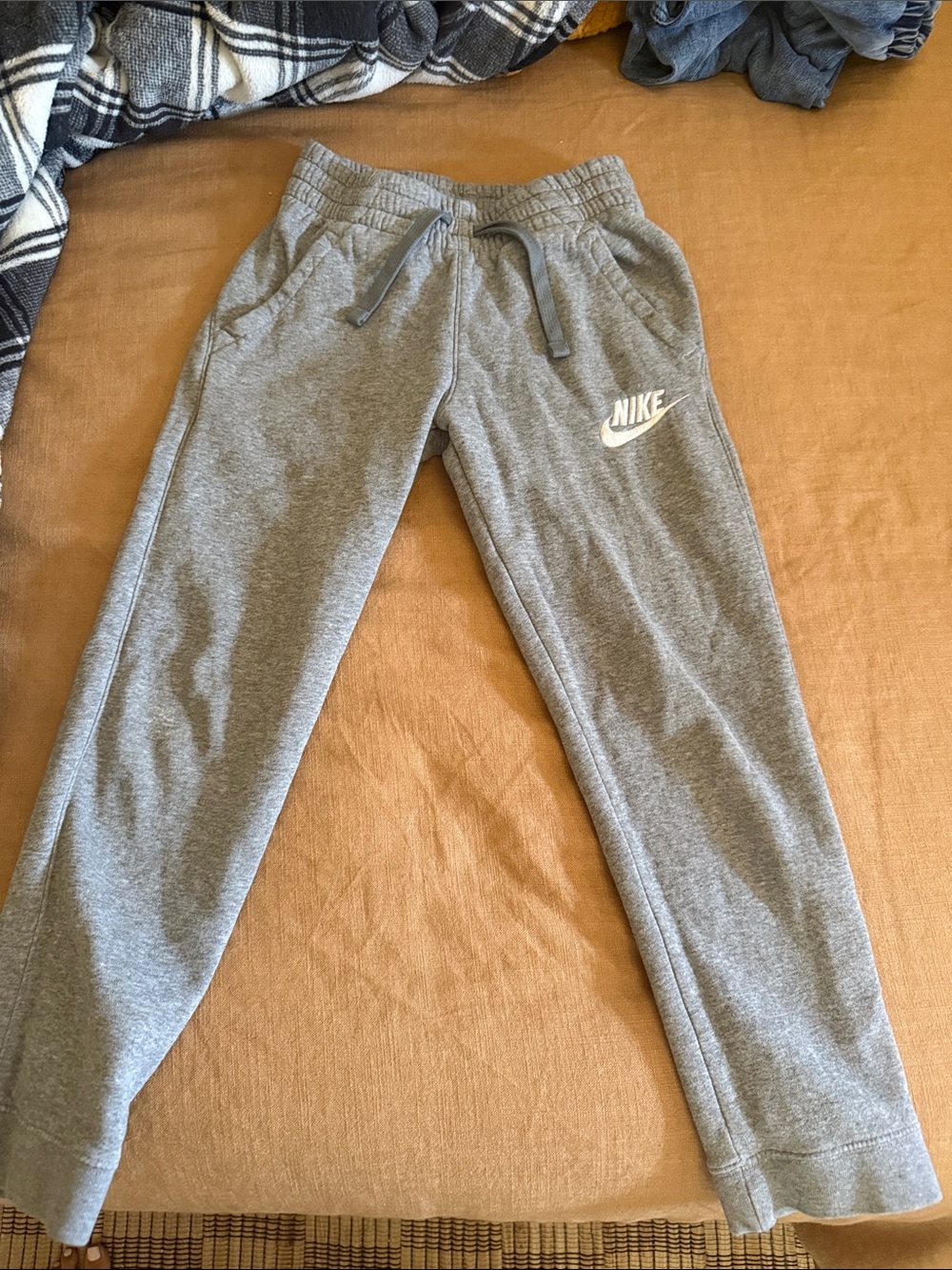 Nike Gray Kids Sweatpants with White Logo